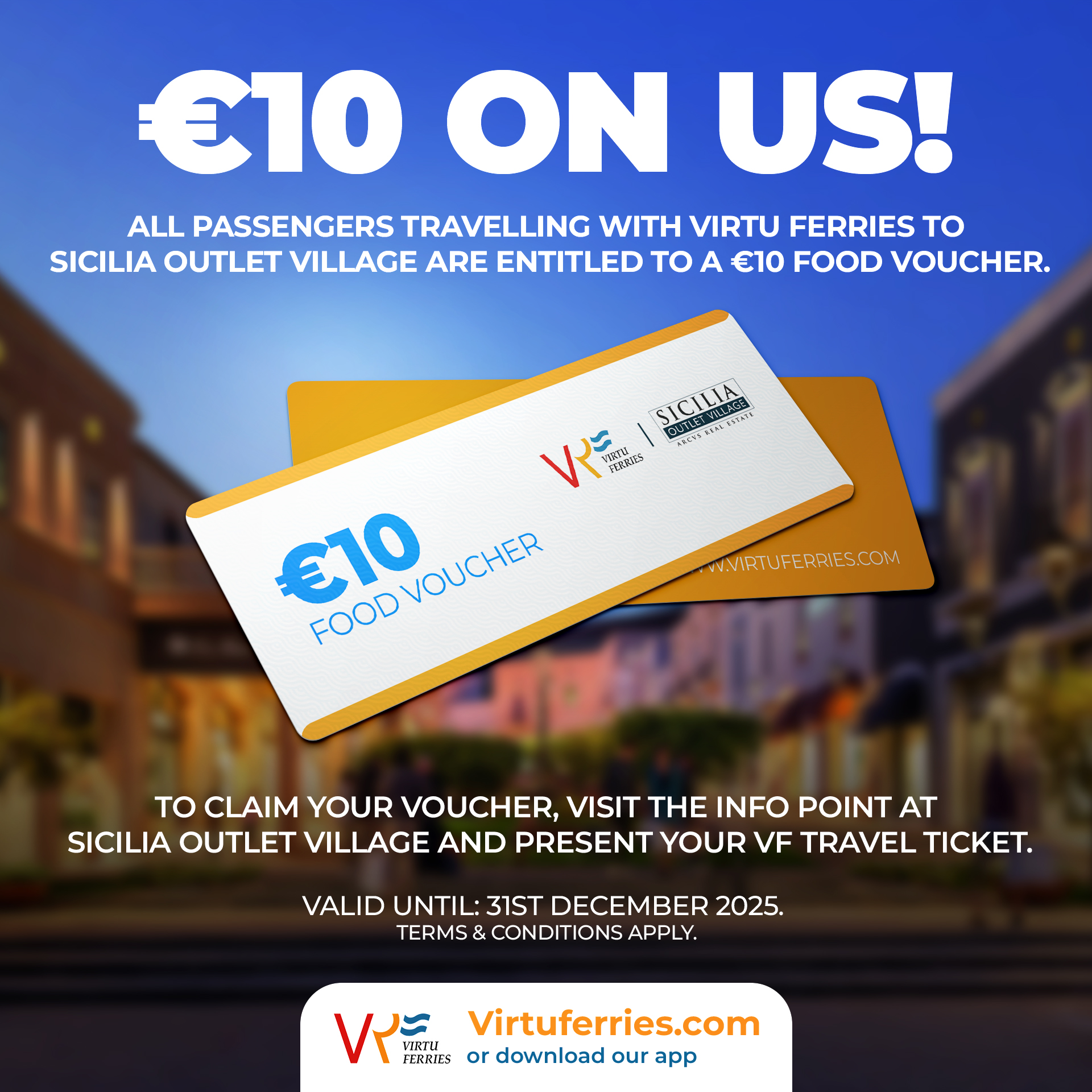 Get a Free €10 Food Voucher at Sicilia Outlet Village!